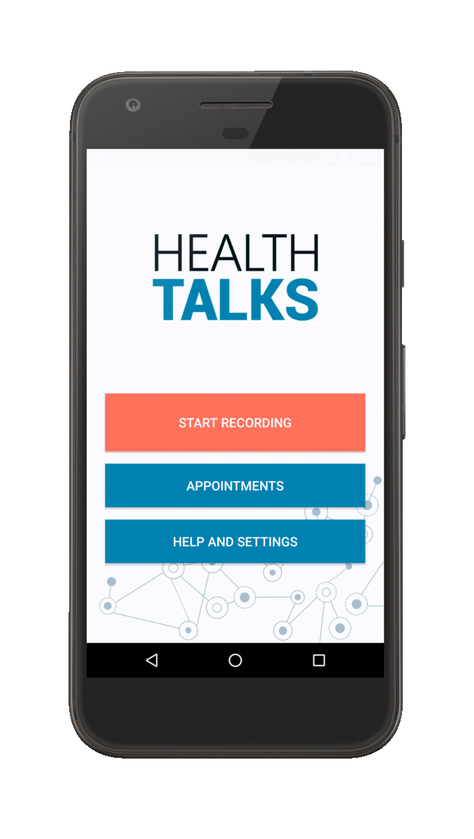 Animation showing several interfaces of the HealthTalks app.